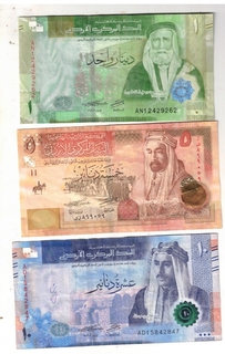JORDEN  1 DINNAR 5 DINNAR AND 10 DINNAR ( 3 NOTE ) XF