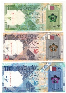 QATAR 1  RIYALS 5 RIYALS AND 10 RIYALS ( 3 NOTE ) XF 